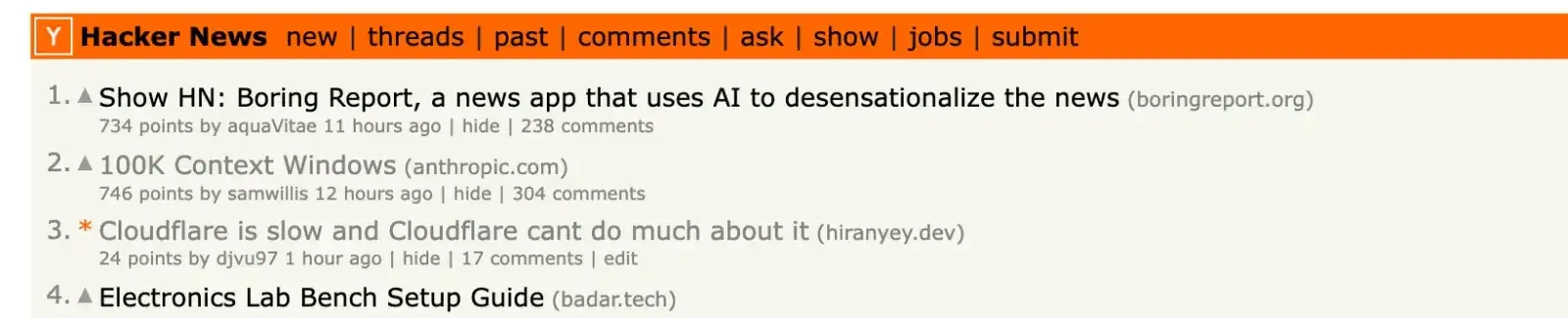 Hackernews HomePage